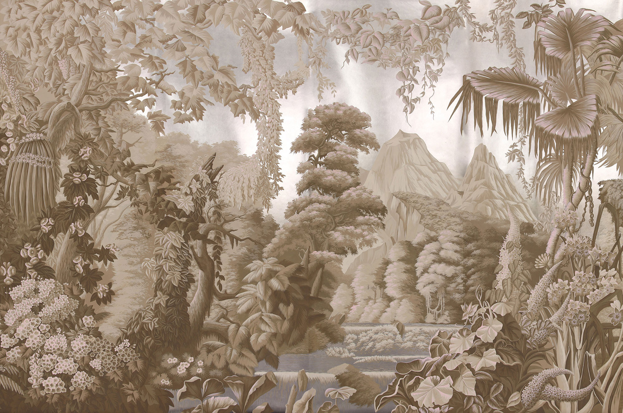 Обои ручная роспись L'Eden Dawn on Sterling Silver gilded paper Обои ручная роспись L'Eden Dawn on Sterling Silver gilded paper - постер Loft-Concept в Твери
