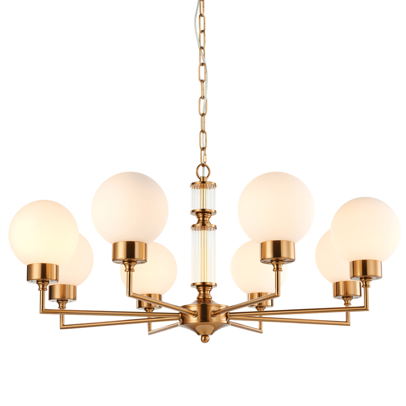 Люстра Zibille Chandelier Brass 78 Латунь Белое матовое стекло Прозрачный Люстра Zibille Chandelier Brass 78 Латунь Белое матовое стекло Прозрачный в Твери | Loft Concept