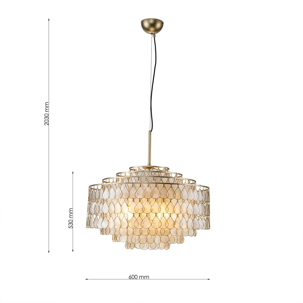 Люстра многоярусная с декором из натуральной морской ракушки Iridescent Light в Твери