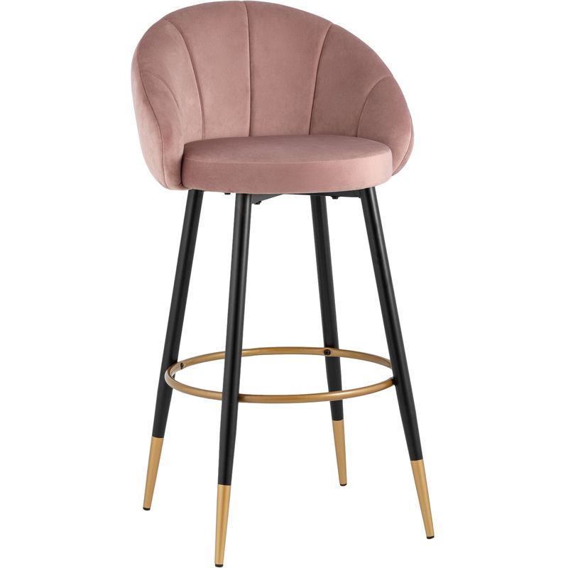 Барный Стул Alberto Chair Розовый Велюр Розовый пастельный Черный Золотой Барный Стул Alberto Chair Розовый Велюр Розовый пастельный Черный Золотой в Твери | Loft Concept