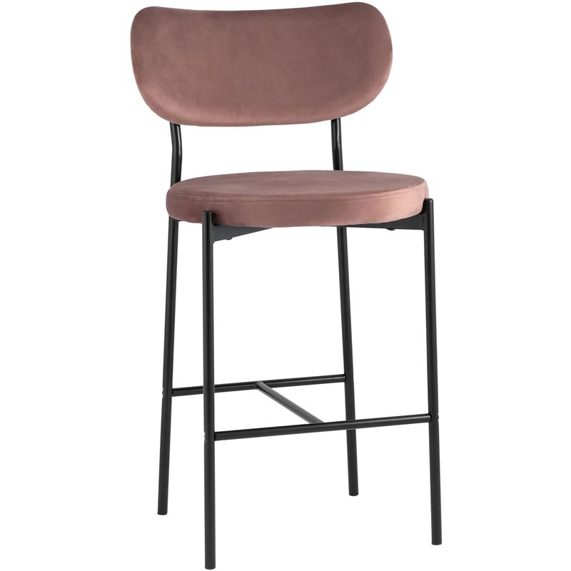 Барный Стул Alfie Chair Черные ножки Розовый Велюр Розовый пастельный Черный Барный Стул Alfie Chair Черные ножки Розовый Велюр Розовый пастельный Черный в Твери | Loft Concept