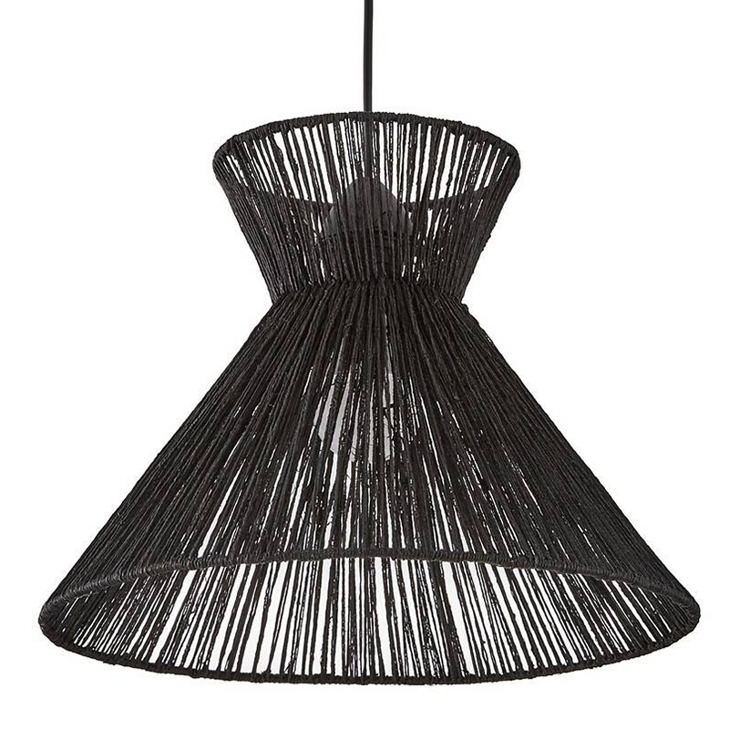 Подвесной светильник Signe Wicker Hemp Black Horn Черный Подвесной светильник Signe Wicker Hemp Black Horn Черный в Твери | Loft Concept