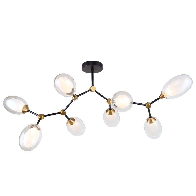 Люстра с плафонами из двойного стекла BUBBLE CHANDELIER Черный Латунь Прозрачный Люстра с плафонами из двойного стекла BUBBLE CHANDELIER Черный Латунь Прозрачный в Твери | Loft Concept