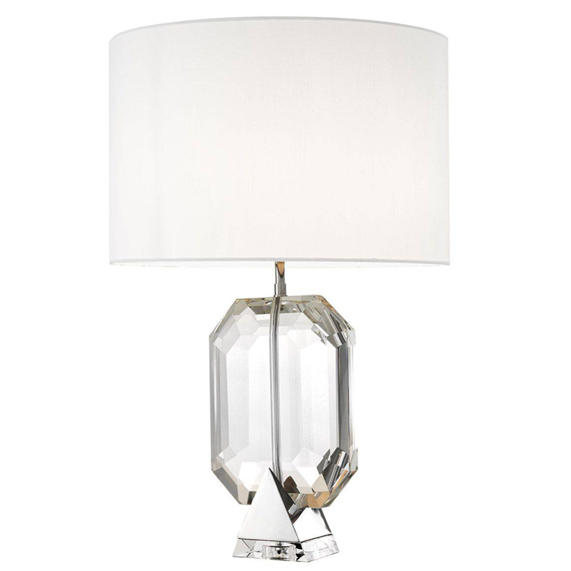 Настольная лампа Eichholtz Table Lamp Emerald Nickel & white Белый Никель Прозрачный Настольная лампа Eichholtz Table Lamp Emerald Nickel & white Белый Никель Прозрачный в Твери | Loft Concept