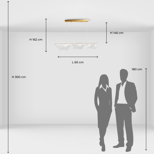 Люстра линейная с 3-мя белыми волнистыми плафонами Wave Line в Твери