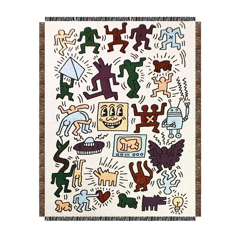 Покрывало граффити Кит Харинг Keith Haring Bed Сover Мульти Покрывало граффити Кит Харинг Keith Haring Bed Сover Мульти в Твери | Loft Concept