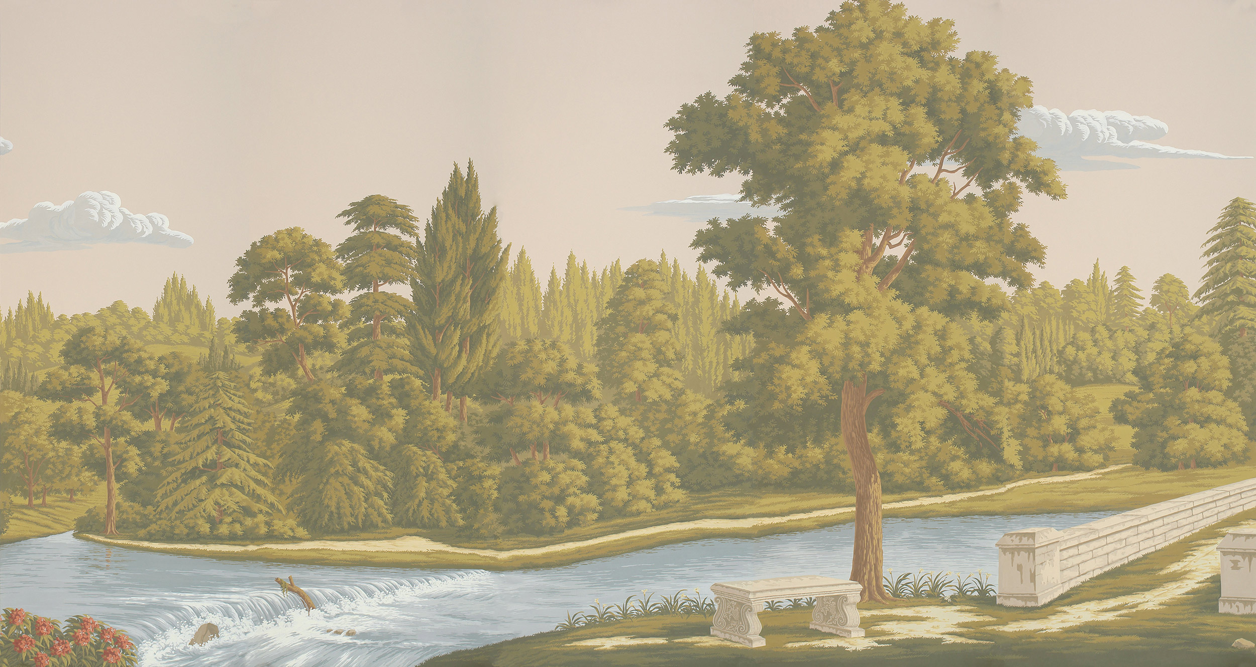 Обои ручная роспись English Landscape Special Colourway on scenic paper 2 Обои ручная роспись English Landscape Special Colourway on scenic paper 2 - постер Loft-Concept в Твери