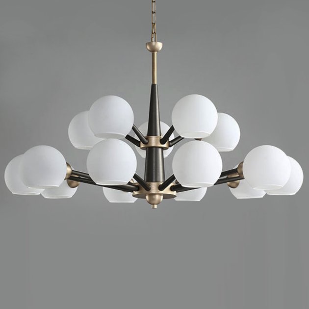 Люстра Thalia chandelier White glass 15 Золотой Белый Черный Люстра Thalia chandelier White glass 15 Золотой Белый Черный в Твери | Loft Concept