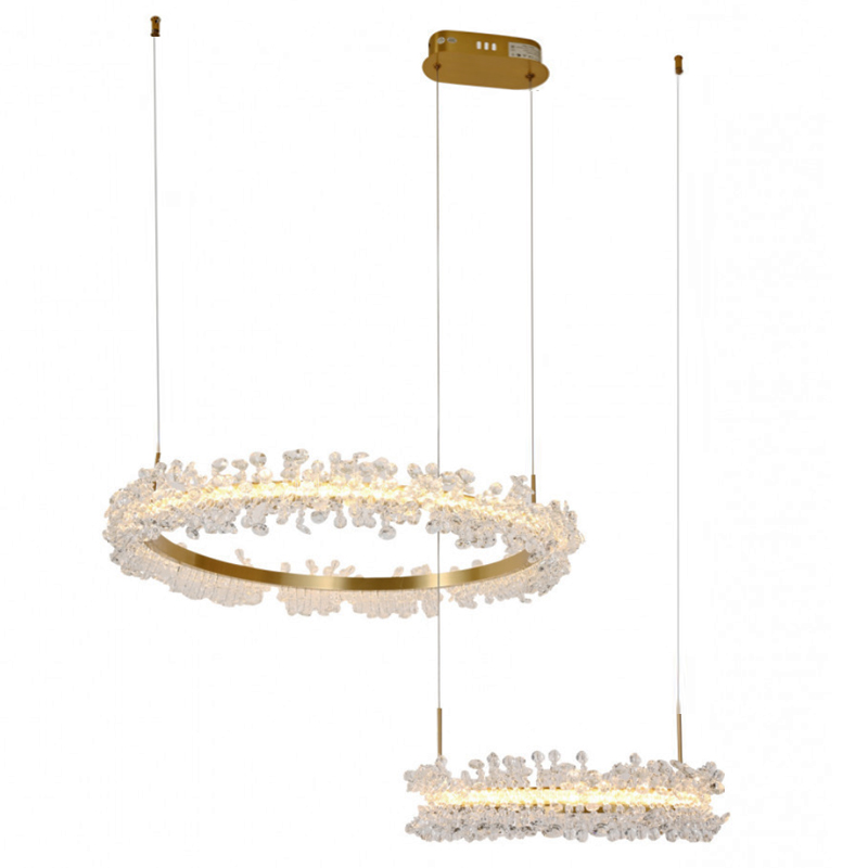 Люстра Crystal round chandelier 2 кольца Латунь Прозрачный Латунь Люстра Crystal round chandelier 2 кольца Латунь Прозрачный Латунь в Твери | Loft Concept