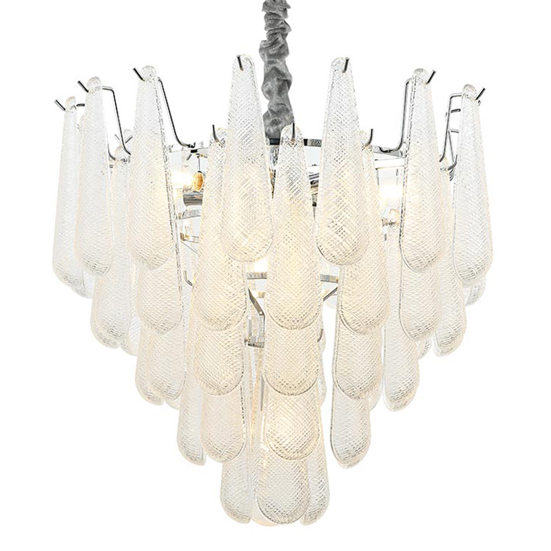 Люстра Textured Glass Drops Chandelier 13 Хром Белый Люстра Textured Glass Drops Chandelier 13 Хром Белый в Твери | Loft Concept