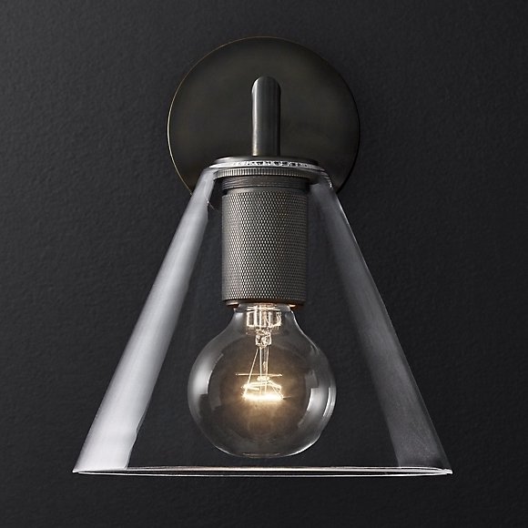 Бра RH Utilitaire Funnel Shade Single Sconce Black Прозрачное Стекло Темная бронза Бра RH Utilitaire Funnel Shade Single Sconce Black Прозрачное Стекло Темная бронза в Твери | Loft Concept
