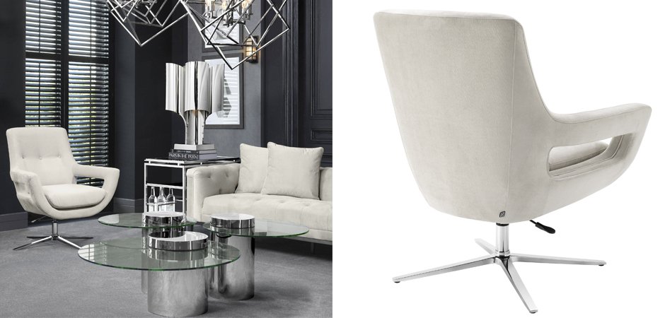 Кресло Eichholtz Swivel Chair Flavio Pebble Grey Кресло Eichholtz Swivel Chair Flavio Pebble Grey - Loft-Concept в Твери