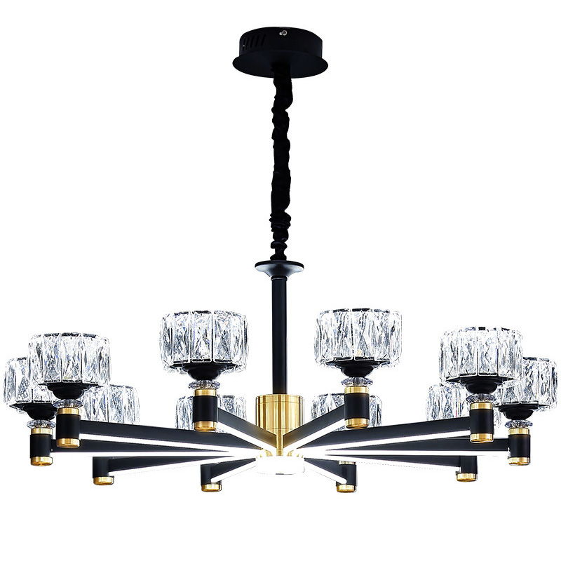 Дизайнерская Люстра 10 хрустальных плафонов Crystal Shades Chandelier Черный Дизайнерская Люстра 10 хрустальных плафонов Crystal Shades Chandelier Черный в Твери | Loft Concept