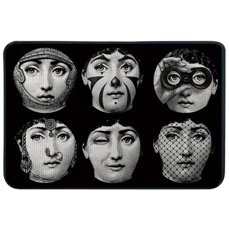 Ковер для прихожей и ванной Fornasetti Faces of Lina Rug Черно-белый Ковер для прихожей и ванной Fornasetti Faces of Lina Rug Черно-белый в Твери | Loft Concept