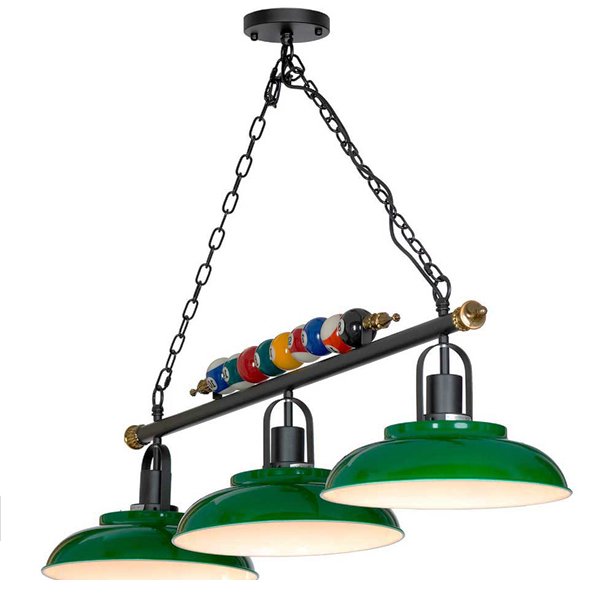 Светильник для бильярда Billiards Light Line 3 Черный Зеленый Светильник для бильярда Billiards Light Line 3 Черный Зеленый в Твери | Loft Concept
