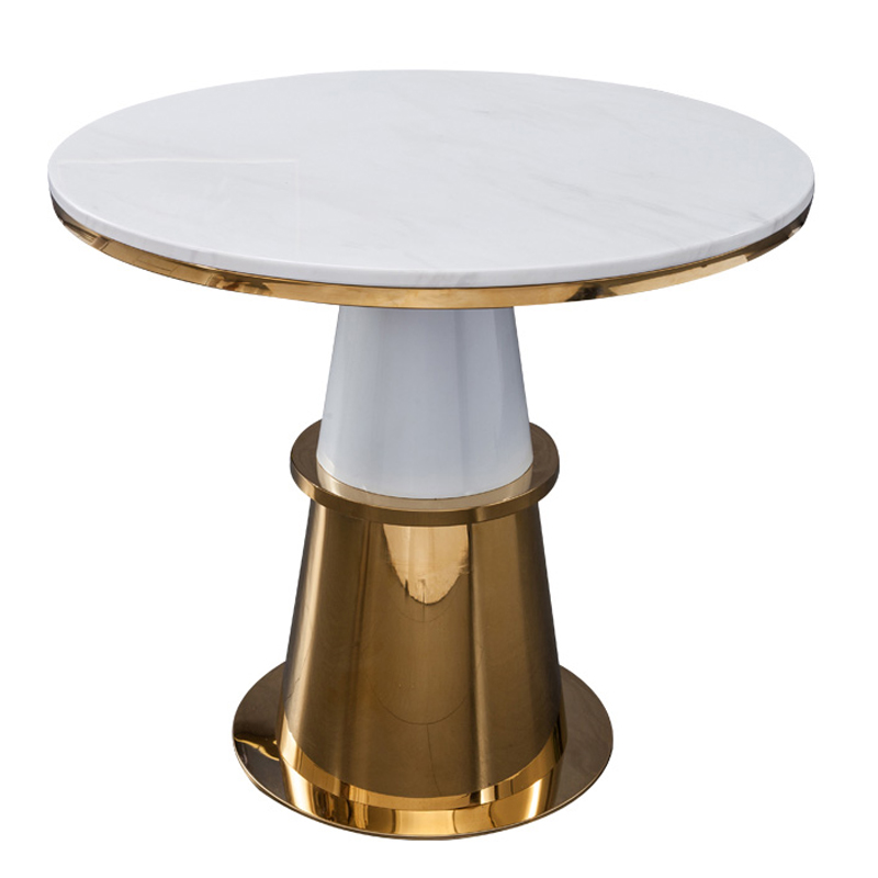 Обеденный стол Ander Table Circle Белый Латунь сатинированная Обеденный стол Ander Table Circle Белый Латунь сатинированная в Твери | Loft Concept