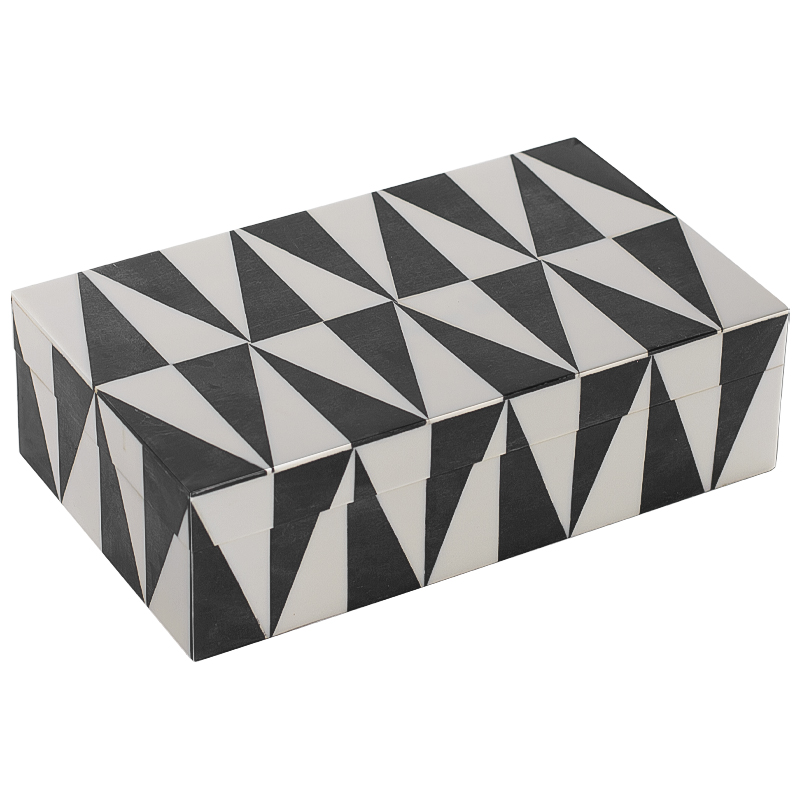 Шкатулка Black White Triangles Bone Inlay Черно-белый Шкатулка Black White Triangles Bone Inlay Черно-белый в Твери | Loft Concept