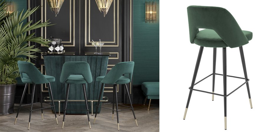 Барный стул Eichholtz Bar Stool Avorio Green Барный стул Eichholtz Bar Stool Avorio Green - Loft-Concept в Твери