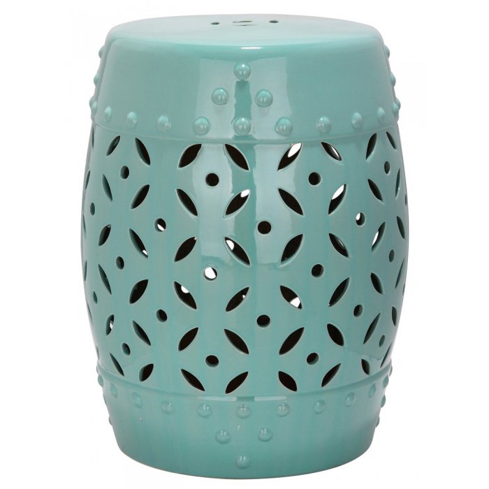 Керамический табурет Coin Lattice Garden Stool - Light Blue Голубой пастельный Керамический табурет Coin Lattice Garden Stool - Light Blue Голубой пастельный в Твери | Loft Concept