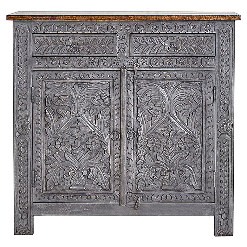Комод Indian Antique White Furniture Chest of Drawers Ganika серый Серый Коричневый Комод Indian Antique White Furniture Chest of Drawers Ganika серый Серый Коричневый в Твери | Loft Concept