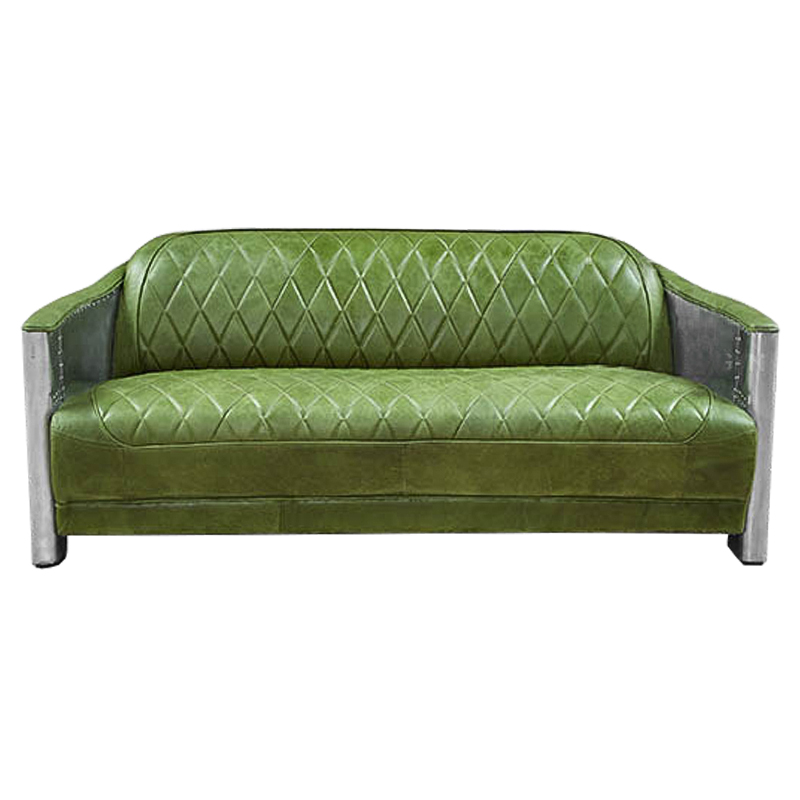 Диван Авиатор Sofa 2 seat зеленая кожа Зеленый Нержавеющая сталь Диван Авиатор Sofa 2 seat зеленая кожа Зеленый Нержавеющая сталь в Твери | Loft Concept