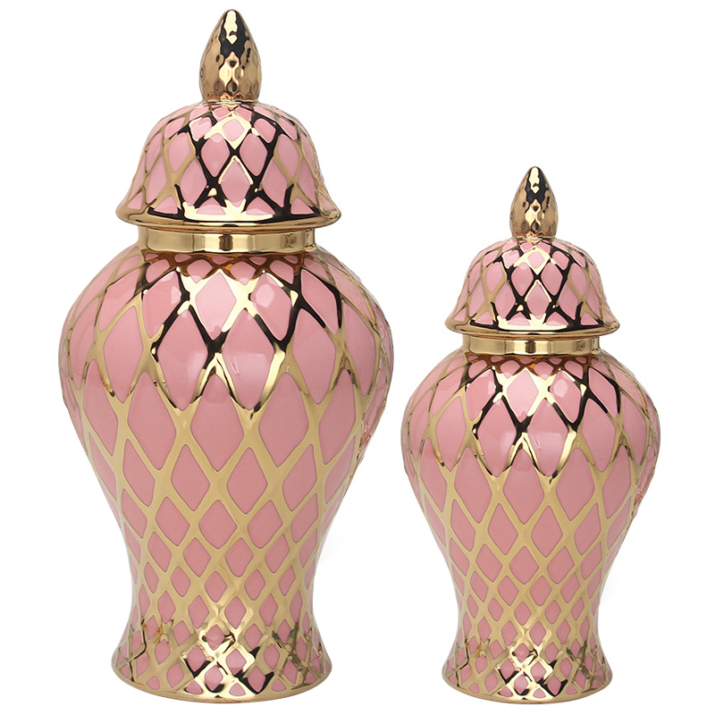 Ваза с крышкой Gold Ornament Pink Vase Розовый Золотой Ваза с крышкой Gold Ornament Pink Vase Розовый Золотой в Твери | Loft Concept