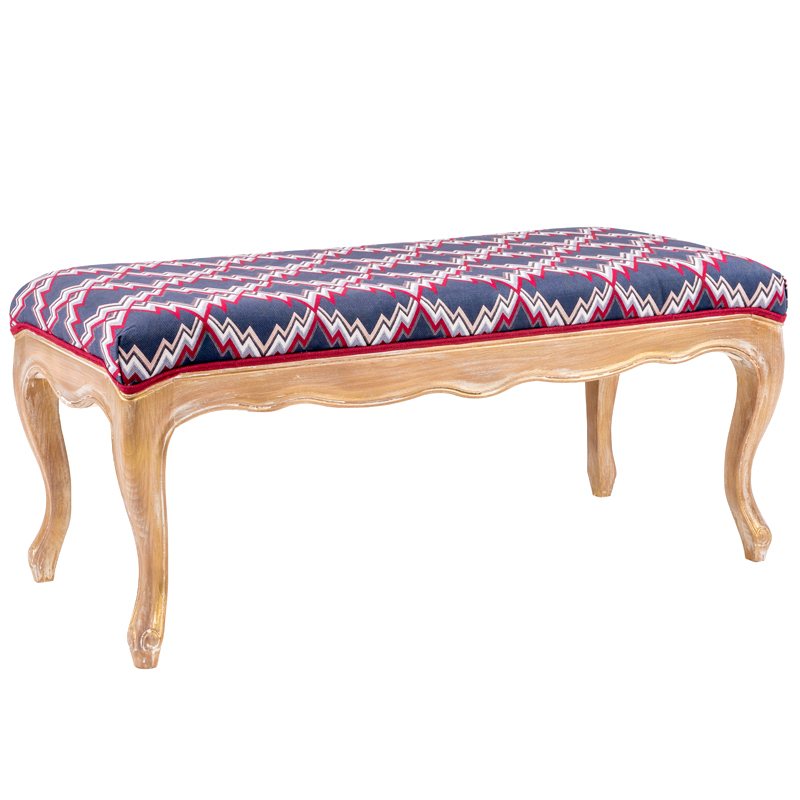 Банкетка Ikat Pattern с золотой патиной Золотой Синий Мульти Банкетка Ikat Pattern с золотой патиной Золотой Синий Мульти в Твери | Loft Concept