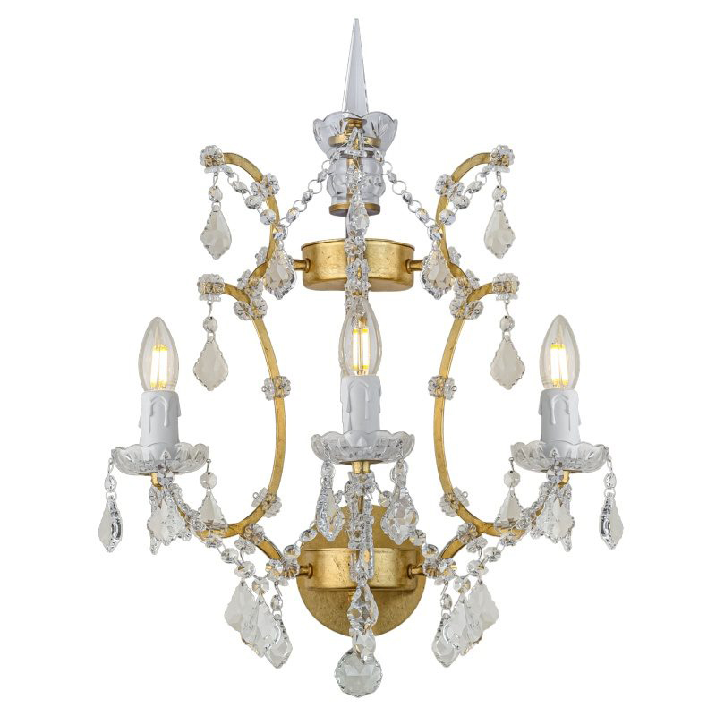 Бра 19th c. Rococo IRON & CLEAR CRYSTAL Gold Wall Lamp Золотой Прозрачное Стекло Бра 19th c. Rococo IRON & CLEAR CRYSTAL Gold Wall Lamp Золотой Прозрачное Стекло в Твери | Loft Concept
