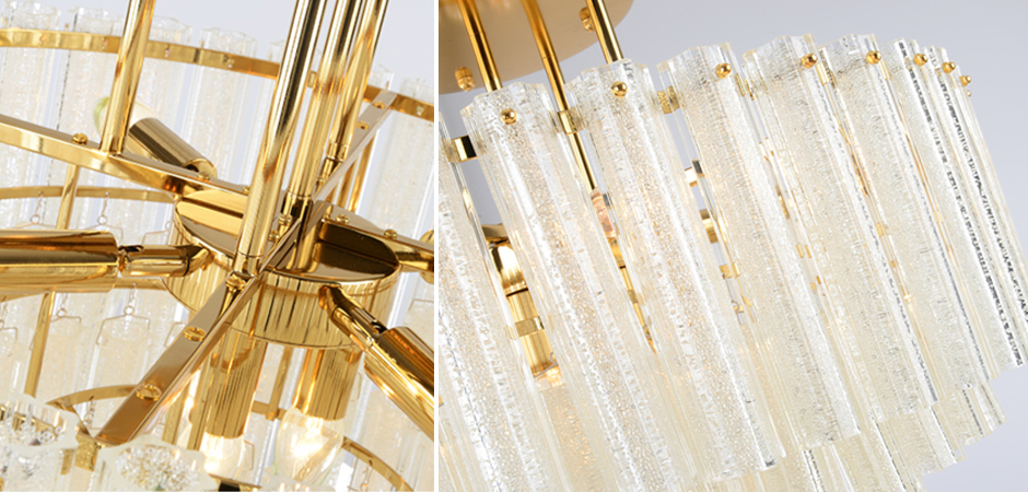 Люстра потолочная на штанге Textured Glass Chandelier Люстра потолочная на штанге Textured Glass Chandelier - Loft-Concept в Твери