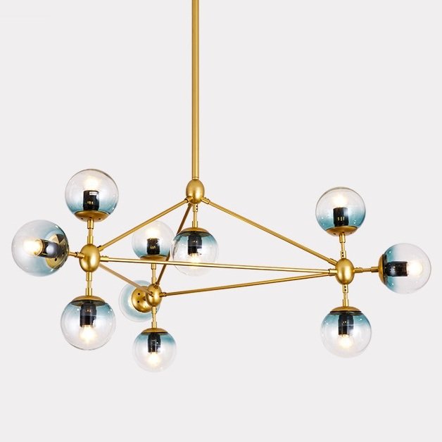 Люстра Modo Chandelier Globes Blue Ambre Gold Золотой Люстра Modo Chandelier Globes Blue Ambre Gold Золотой в Твери | Loft Concept