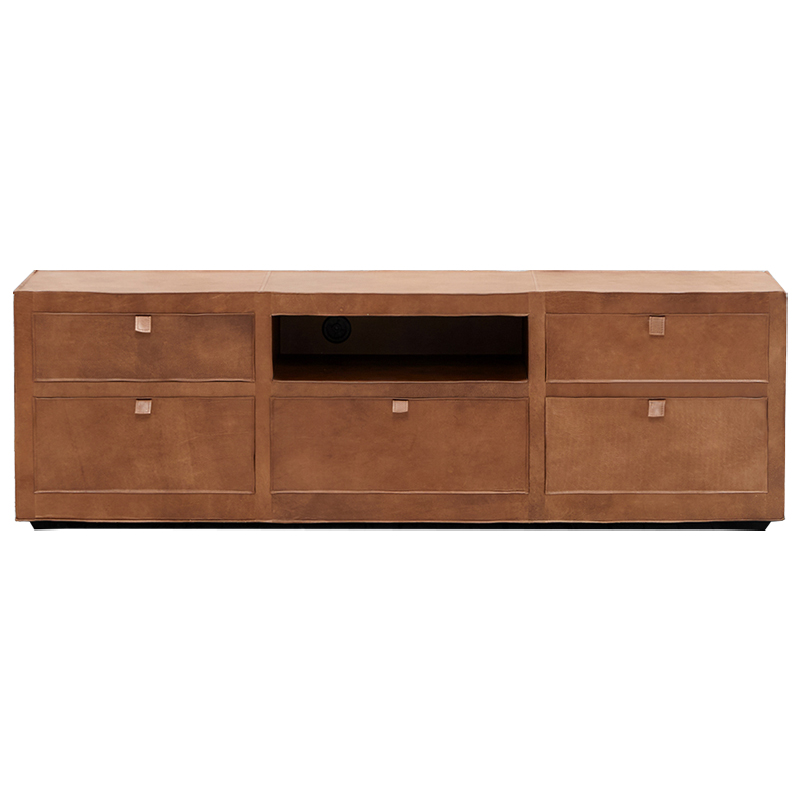 ТВ-тумба Leather Wood TV Stand Коричневый ТВ-тумба Leather Wood TV Stand Коричневый в Твери | Loft Concept
