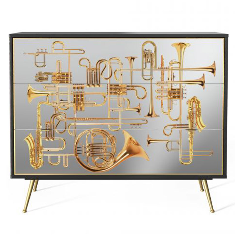 Комод Seletti Chest of Three Drawers Trumpets Латунь Черный Золотой Комод Seletti Chest of Three Drawers Trumpets Латунь Черный Золотой в Твери | Loft Concept