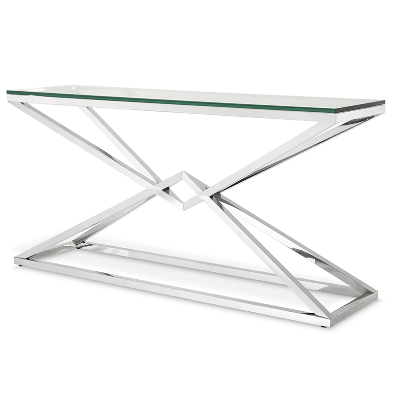 Консоль Eichholtz Console Table Connor L Chrome Хром Прозрачное Стекло Консоль Eichholtz Console Table Connor L Chrome Хром Прозрачное Стекло в Твери | Loft Concept