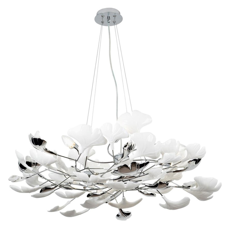 Декоративная люстра Wintery flover Silver с Белыми плафонами Серебряный Белый Декоративная люстра Wintery flover Silver с Белыми плафонами Серебряный Белый в Твери | Loft Concept