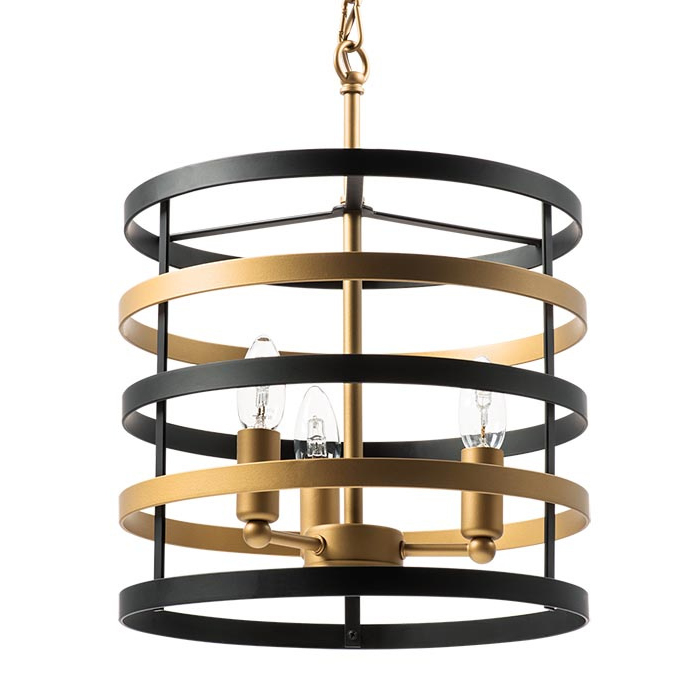 Люстра Gold Stripes Chandelier 3 Черный Золотой Люстра Gold Stripes Chandelier 3 Черный Золотой в Твери | Loft Concept