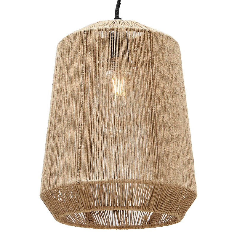 Подвесная люстра с плетеным плафоном Uma Wicker Chandelier Бежевый Черный Подвесная люстра с плетеным плафоном Uma Wicker Chandelier Бежевый Черный в Твери | Loft Concept