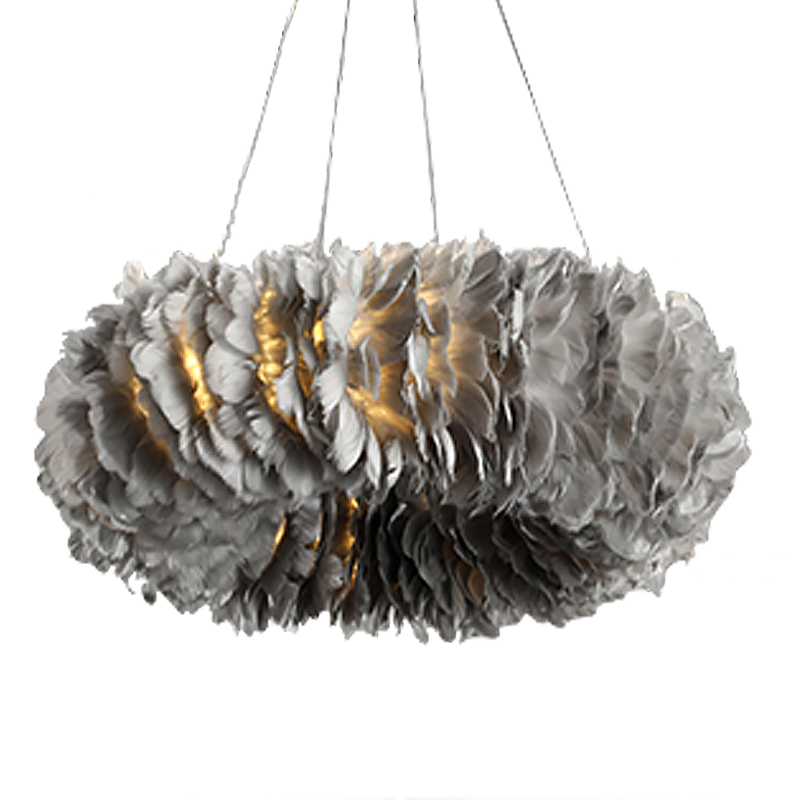 Люстра Кольцо из перьев Plumage Grey Серый Люстра Кольцо из перьев Plumage Grey Серый в Твери | Loft Concept