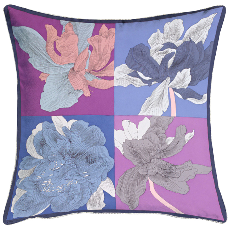 Декоративная подушка Hermes Flowers 105 Лиловый Сиреневый Фиолетовый Мульти в Твери | Loft Concept 