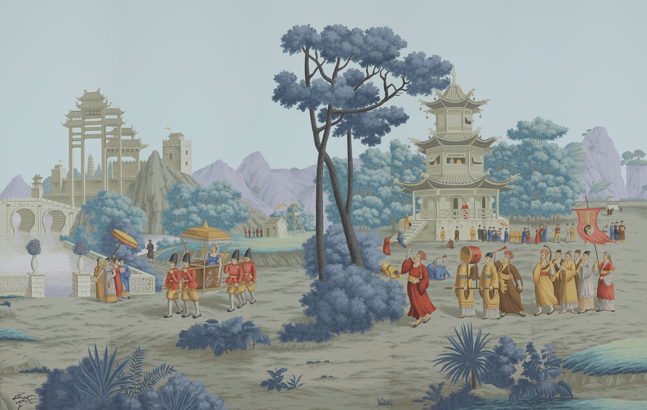 Обои ручная роспись Procession Chinoise Charvet on scenic paper Обои ручная роспись Procession Chinoise Charvet on scenic paper - постер Loft-Concept в Твери