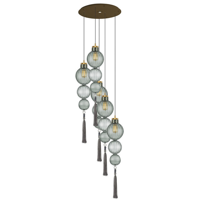 Люстра Heathfield Lighting - Medina Circle 5 Chandelier Хром Латунь Прозрачный Коричневый Голубой Люстра Heathfield Lighting - Medina Circle 5 Chandelier Хром Латунь Прозрачный Коричневый Голубой в Твери | Loft Concept