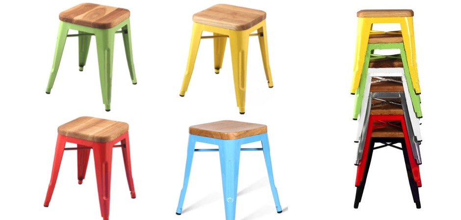 Кухонный стул Tolix Wood Seat Stool Кухонный стул Tolix Wood Seat Stool - Loft-Concept в Твери