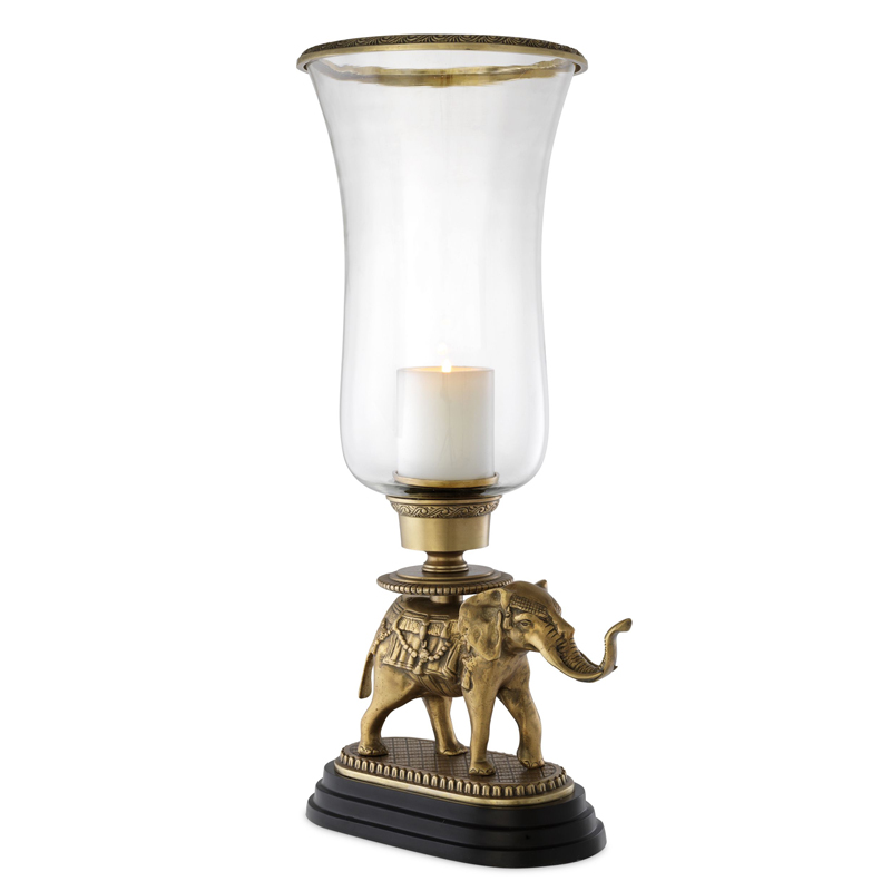 Подсвечник Eichholtz Hurricane Elephant Винтажная латунь Черный Прозрачный Подсвечник Eichholtz Hurricane Elephant Винтажная латунь Черный Прозрачный в Твери | Loft Concept