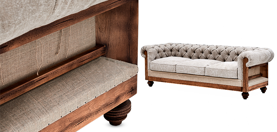 Диван Deconstructed Chesterfield Sofa Triple Gray Диван Deconstructed Chesterfield Sofa Triple Gray - Loft-Concept в Твери