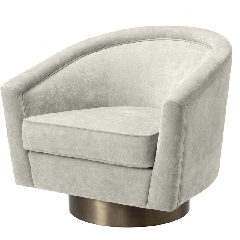 Кресло Eichholtz Swivel Chair Catene Sand Бежево-серый матовое золото Кресло Eichholtz Swivel Chair Catene Sand Бежево-серый матовое золото в Твери | Loft Concept