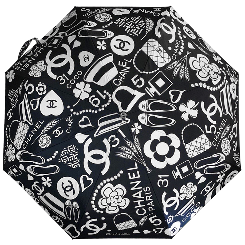 Зонт раскладной CHANEL дизайн 009 Черный цвет Черный Белый Зонт раскладной CHANEL дизайн 009 Черный цвет Черный Белый в Твери | Loft Concept