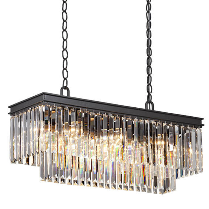 Люстра RH 1920s Odeon Clear Glass Rectangular Chandelier Black iron Длина 80 Прозрачное Стекло Черный матовый Люстра RH 1920s Odeon Clear Glass Rectangular Chandelier Black iron Длина 80 Прозрачное Стекло Черный матовый в Твери | Loft Concept
