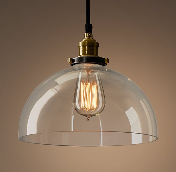 Подвесной светильник Loft Clear Glass SemiSphere Cloche Черный Подвесной светильник Loft Clear Glass SemiSphere Cloche Черный в Твери | Loft Concept