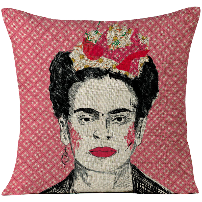 Декоративная подушка Frida Kahlo 14 Красный Бежевый Черный Розовый Декоративная подушка Frida Kahlo 14 Красный Бежевый Черный Розовый в Твери | Loft Concept