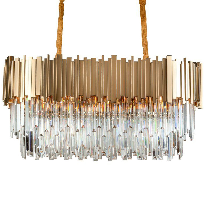 Большая многоярусная люстра Cascade Glass Metal Luxxu Chandelier 100 Прозрачное Стекло Золотой в Твери | Loft Concept 