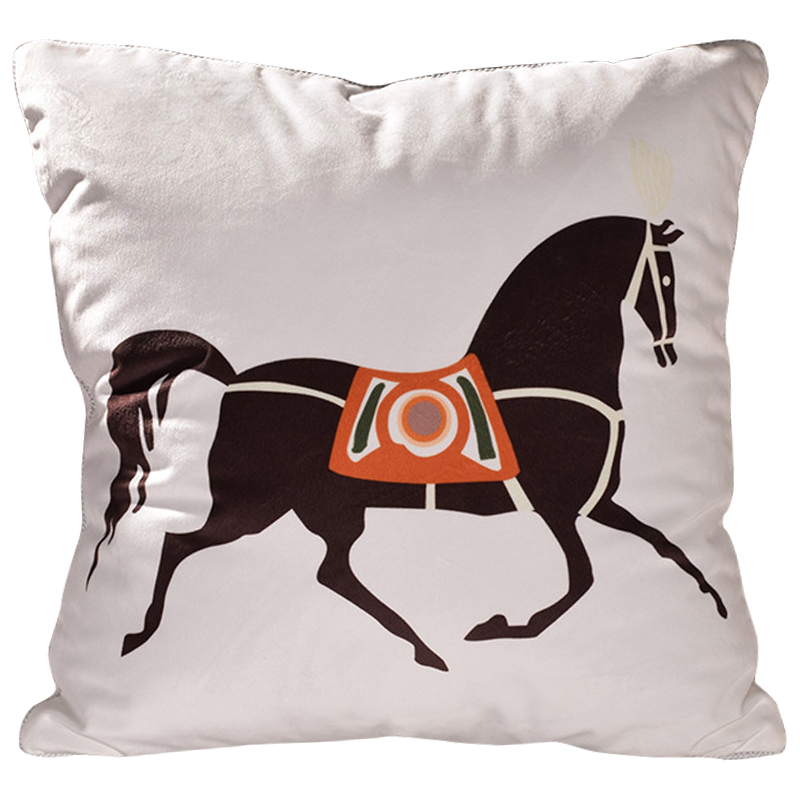 Декоративная подушка Hermes Horse 78 Белый Коричневый Оранжевый Декоративная подушка Hermes Horse 78 Белый Коричневый Оранжевый в Твери | Loft Concept